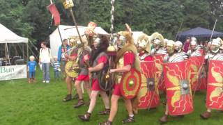 Roman Reenactment at the Amphitheatre in Caerleon Marching In [upl. by Threlkeld]