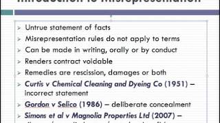 Misrepresentation Lecture 1 of 4 [upl. by Fasto575]